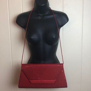 Vintage 80s/90s Red Metal Mesh Purse Pocketbook